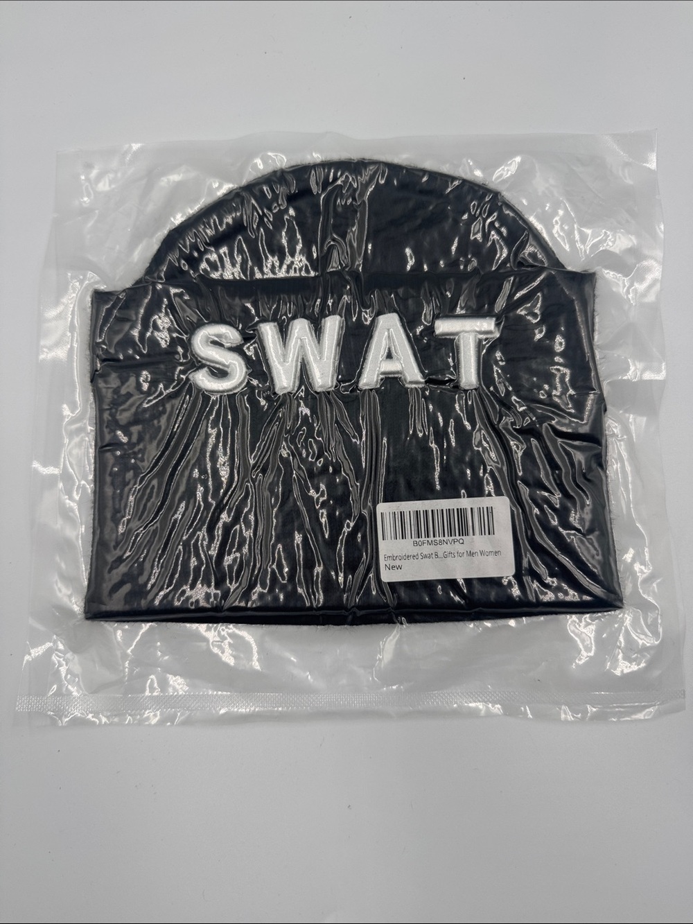 SWAT Embroidered Beanie Hat in Black and White